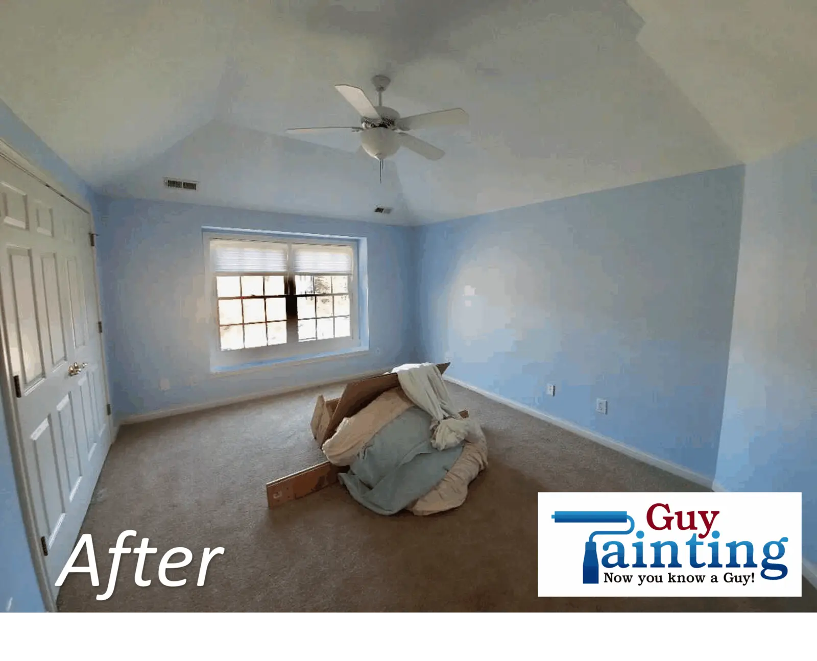 Carmel interior painting blue accent wall after photo.