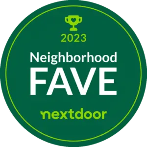 A green and white digital award badge for the 2024 nextdoor neighborhood faves. This community-voted honor highlights why local homeowners consider guy painting one of the best residential painting companies indianapolis in geist. The award serves as a mark of trust and quality for residential painting services throughout the neighborhood.